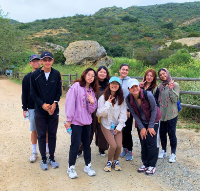 students on hiking trip